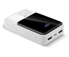 everactive Powerbank 20 000mAh, 2x USB, 1x USB-C 22,5W, QC4+, LCD screen, baltas