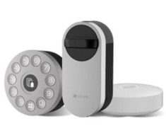 Ezviz DL01S 3in1 komplekts Viedā slēdzene iekštelpas + ārpus telpas + durvju zvans ar Gatewayy Sudraba