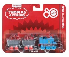 Mattel Fisher Price Tomas ir draugai traukinio 80-mečio jubiliejaus metalinis lokomotyvas ir 2 vagonai