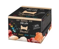 FITMIN For Life Pouch multipack - šlapias kačių maistas - 24x85g