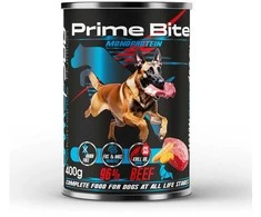 PRIME BITE Monoprotein jautiena with carrots – drėgnas ėdalas šunims – 400g