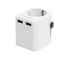 „Gembird“ ES–universalus kelioninis maitinimo adapteris, 12 W | TPA-EU2A12-01-W | 5 V