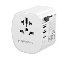 Gembird TPA-EU2A1C15-01-W įžemintas universalus kelioninis maitinimo adapteris, 15 W, baltas