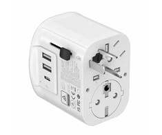 Gembird TPA-EU2A1C15-01-W įžemintas universalus kelioninis maitinimo adapteris, 15 W, baltas