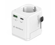 „Gembird“ įžemintas universalus kelioninis maitinimo adapteris, 20 W | TPA-EU1A1C20-01-W