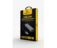 Gembird Adapteris usb-am to lan gbe hub 3xusb 3.0