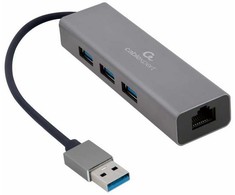 Gembird Adapteris usb-am to lan gbe hub 3xusb 3.0