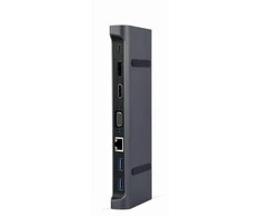 GEMBIRD A-CM-COMBO9-02 USB tipo C 9in1 kelių prievadų adapteris USB Hub3.0 + HDMI + DisplayPort + VGA + PD + LAN + stereo garsas