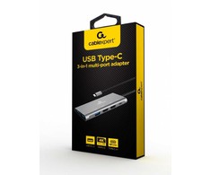 Gembird Adapteris usb-c hub usb-c pd hdmi x2 usb 3.0x3