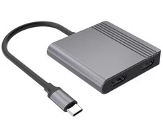 Gembird A-CM-COMBO3-04 USB Type-C 3-in-1 multi-port adapter (2x USB port + 2x HDMI + PD), space pilkas