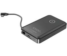Gembird PB10-WPC15MS-01 magnetinė belaidė išorinė baterija su integruotu stovu, 15 W, 10000 mAh, juodas