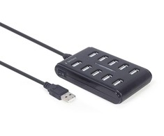 GEMBIRD 10 prievadų USB 2.0 HUB juodas