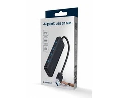 Gembird Hub 4-portowy usb 3.1 (gen 1), su opcją zasilania zewnętrznego przez port usb-c