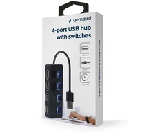 Gembird Hub usb 2.0 4-portowy su przełącznikami, juoda