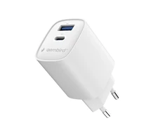 Įkroviklis Gembird Fast USB 2-port 1xUSB-C + 1x USB-A 45 W, baltas (TA-UC-1A1C-PD45-01-W)