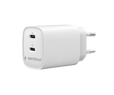 Įkroviklis Gembird Szybka kroviklis USB 2-portowa 2x USB-C 45 W balta (TA-UC-2C-PD45-01-W)