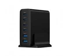 Gembird Universalus įkroviklis 75 W, 2xUSB-A, 4xUSB-C, greitas įkrovimas, juodas