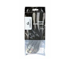 GEMBIRD 3,5 mm stereo kištukas į 2xRCA kištukus, 2,5 m kabelis, auksinės dangos jungtys
