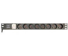 Gembird listwa zasilająca rack 19" pdu eg-pdu-014-f 1u, 16a, 8x francuskie gniazdo, wtyk schuko, kabelis 3m