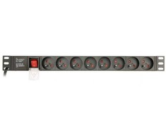 Gembird listwa zasilająca rack 19" pdu eg-pdu-014-f 1u, 16a, 8x francuskie gniazdo, wtyk schuko, kabelis 3m