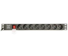 Gembird Listwa zasilająca rack (pdu), 8 gniazd typ schuko, 1u, 16a, wtyk schuko 3m