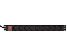 Gembird listwa zasilająca rack 19" pdu 1u, 16a, 9x gniazdo french, wtyk fr, kabelis 2m