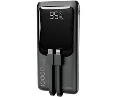 Gembird PB10-PD20-LCD-01 greito įkrovimo išorinė baterija su integruotais laidais, 20W, 10000 mAh, juodas