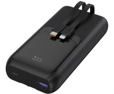 Gembird PB20-PD20-LCD-01 greito įkrovimo išorinė baterija su integruotais laidais, 20W, 20000 mAh, juodas