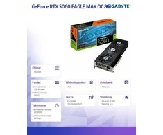 GIGABYTE GeForce RTX 5060 EAGLE MAX OC 8G Vaizdo plokštė - 8GB GDDR7, 128bit, PCI-E 5.0, 2550 MHz Core Clock, 3 x DisplayPort, 1 x HDMI, NVIDIA DLSS 4, GV-N5060EAGLEMAX OC-8GD 1.0