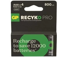 GP Battery Įkraunamos baterijos R03/AAA Ni-MH 800mAh lizdinėje plokštelėje, 4 vnt. gp recyko pro