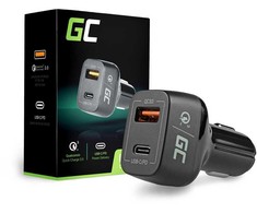 Green Cell Žalias cell kroviklis samochodowa usb-c 30w pd + usb