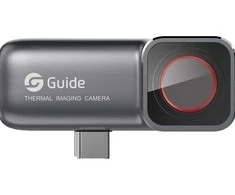 „Guide Sensmart M2TA“ terminio vaizdo kamera. Vanadžio oksidas. Neaušinami židinio plokštumos masyvai. Grafitas. 256 x 192 pikselių.