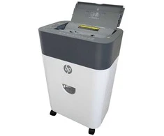 Hewlett Packard (HP) „HP Oneshred Auto 100cc“ smulkintuvas, baltas ir pilkas