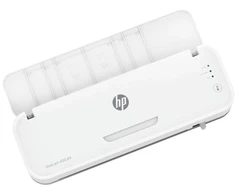 Hewlett Packard (HP) HP Onelam 400 A4 laminatorius, šaltas/karštas, integruotas kirptuvas, kampų apvalintuvas, greitis 40 cm/min + 15 maišelių: 3xA4, 4xA5, 4xA6, 4xB kortelės, baltas