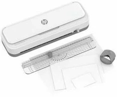 Hewlett Packard (HP) Hp onelam laminator 400 a4, na zimno/ciepło, zintegrowany trymer, zaokrąglacz rogów, prędkość 40cm/min + 15 folii: 3xa4, 4xa5, 4xa6, 4xb-card, balta
