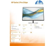 HP 524pn Series 5 Pro WUXGA monitorius – 24 colių 1920x1200 WUXGA 350 nitų 100Hz AG, IPS, HDMI/DisplayPort, 4x USB-A, reguliuojamas aukštis / pakreipimas / pasukamas / sukamas, 3 metai (pakeičia E24i G4) (Pažeista pakuotė)