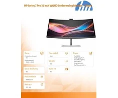 Hewlett Packard (HP) HP 734pm Series 7 Pro Curved Conferencing Monitorius – 34 colių 3440 x 1440 WQHD 400 nitų 120 Hz AG, lenktas, IPS HDR, USB-C (100 W/65 W/15 W)/HDMI/DisplayPort Daisy-Chain, USB-5-A, 5x garsiakalbiai internetinė kamera, RJ-45 LAN, reguliuojamas aukštis/pakreipimas/sukamas, 3 metai