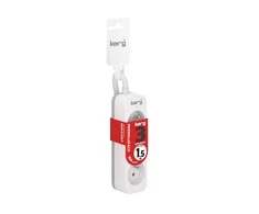 KERG M02387 ILGTINIMO LAIDAS BE JUNGIKLO 3 LIZDAI 16A 3680W KABELAS 1,5M Baltas-PILKA