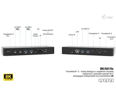 I-tec Thunderbolt 5 trijų ekranų prijungimo stotelė, M.2 lizdas, 6x USB 2.5 GLAN maitinimo šaltinis, 140W