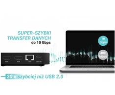 „I-tec USB-C DP“ dvigubas HDMI, 2xHDMI, 4K 60Hz, 1x USB-C (10Gbps), 5x USB-A (3x5Gbps), maitinimo šaltinis, 100 W LAN, garsas