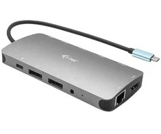 I-tec usb-c metalo nano prijungimo stotelė 3x ekranas 2x dp 1x hdmi lan maitinimo tiekimas 100 vatų