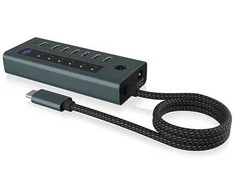RaidSonic Icy box ib-hub1457-c31 usb 3.2 gen 1 (3.1 gen 1) type-c 10000 mbit/s mėlyna, pilka