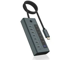 RaidSonic Icy box ib-hub1457-c31 usb 3.2 gen 1 (3.1 gen 1) type-c 10000 mbit/s mėlyna, pilka