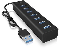 RaidSonic „Icy Box IB-HUB1700-U3“ USB 3.2 kartos 1 (3.1 kartos 1) A tipo 5000 Mbit/s, juodas