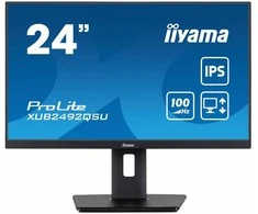 Iiyama Monitorius 23.8 cala prolite xub2492qsu-b1 ips,qhd,usb-c,100hz,3xusb(3.2),hdmi,dp 300cd/m2,freesync,2x2w,has(150mm),pivot