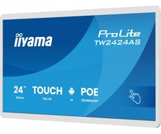 Iiyama Monitorius 24 cale tw2424as-w3p poj.10pkt.24/7,android14, ips, usb-c, 2x5w, rj45,dubbele microfoon, antireflectiecoating, poe, iisignage2, baltas