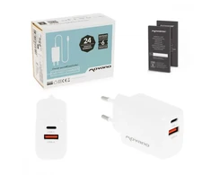 Įkroviklis Movano GaN 20W USB-C PD + USB-A (baltas)