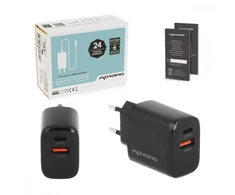 Įkroviklis Movano GaN 20W USB-C PD + USB-A (juodas)