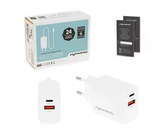 Įkroviklis Movano GaN 30W USB-C PD + USB-A (baltas)