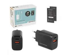 Įkroviklis Movano GaN 30W USB-C PD + USB-A (juodas)